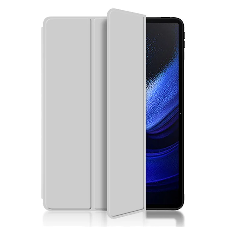 Capa Protetora para Xiaomi Pad 6 Max 14, Suporte Trifold em Couro PU + Capa Antiimpacto em TPU - Cinza