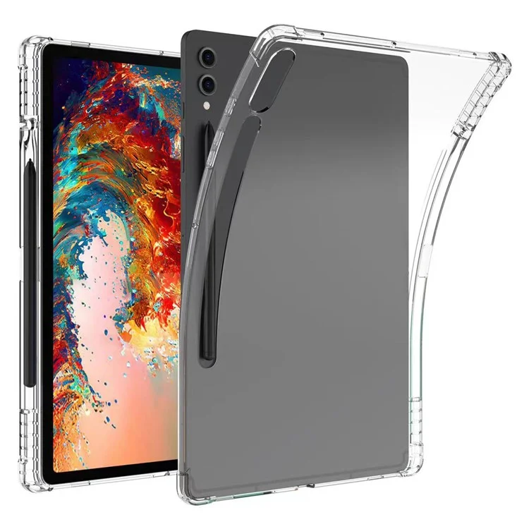 For Samsung Galaxy Tab S9+ TPU Tablet Case Reinforced Corners Transparent Protection Cover with Pen Slot