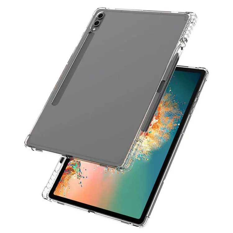 For Samsung Galaxy Tab S9+ TPU Tablet Case Reinforced Corners Transparent Protection Cover with Pen Slot
