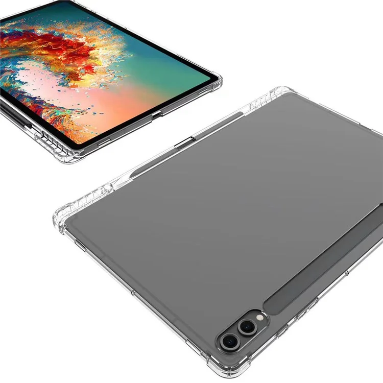 For Samsung Galaxy Tab S9+ TPU Tablet Case Reinforced Corners Transparent Protection Cover with Pen Slot