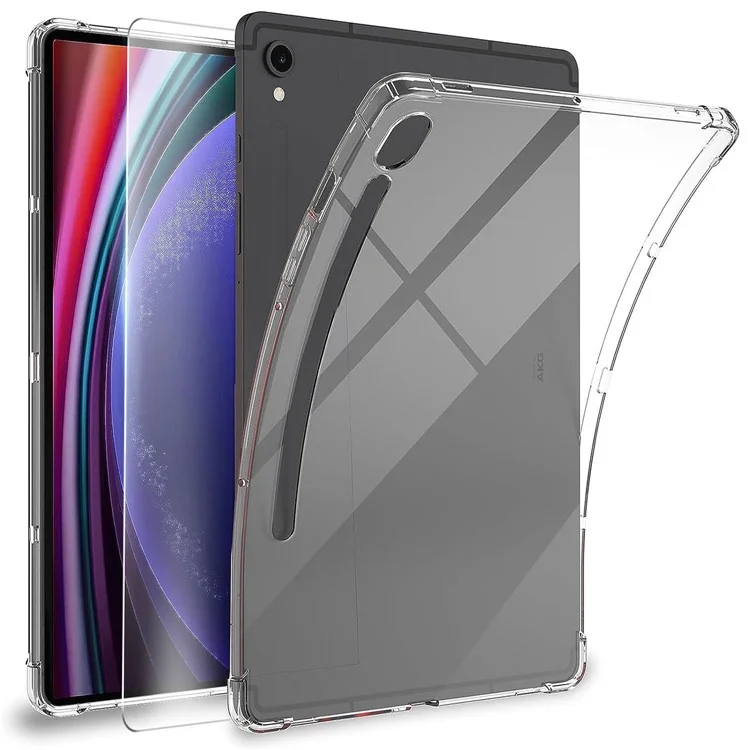 Para Samsung Galaxy Tab S9 TPU Tablet Case Clear Tablet Cover con protector de pantalla de vidrio templado 2.5D