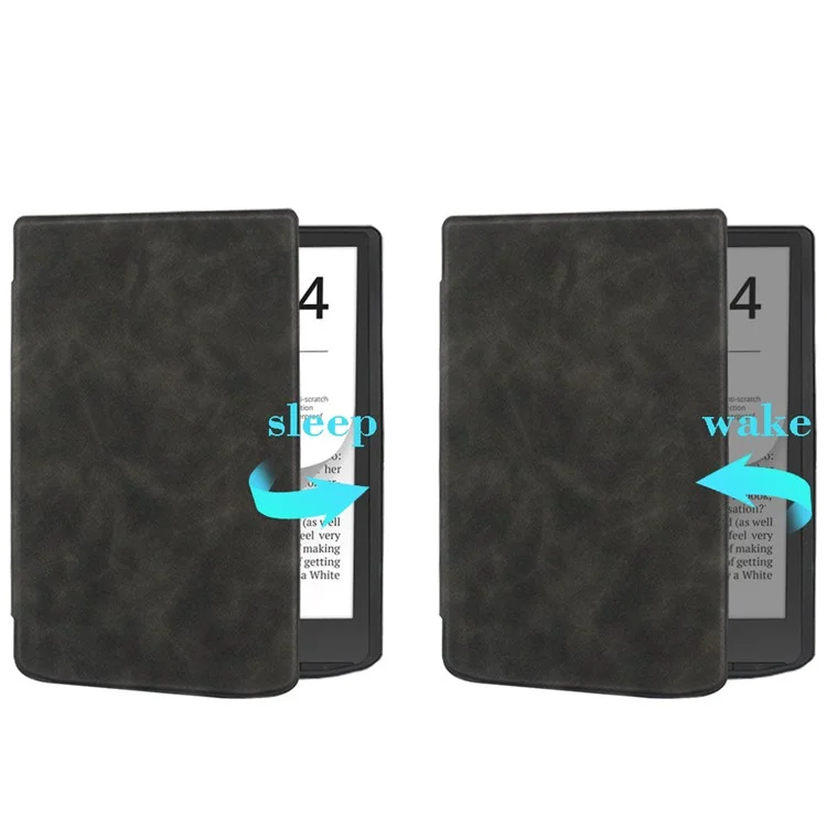 E-Reader-Hülle für Pocketbook InkPad 4 7,8 Zoll PB700, PU-Leder Auto Wake / Sleep Smart Cover - Schwarz