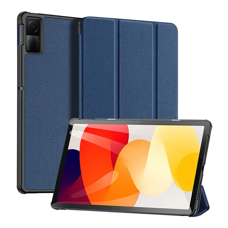 DUX DUCIS Domo Series for Xiaomi Redmi Pad SE PU Leather Tablet Case Tri-fold Stand Tablet Cover - Blue
