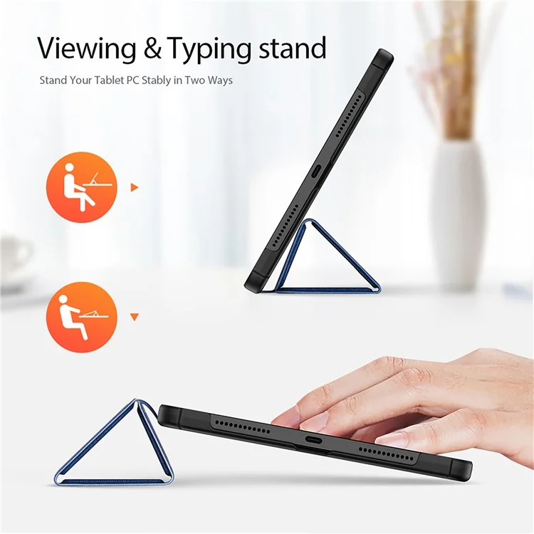 DUX DUCIS Domo Series for Xiaomi Redmi Pad SE PU Leather Tablet Case Tri-fold Stand Tablet Cover - Blue
