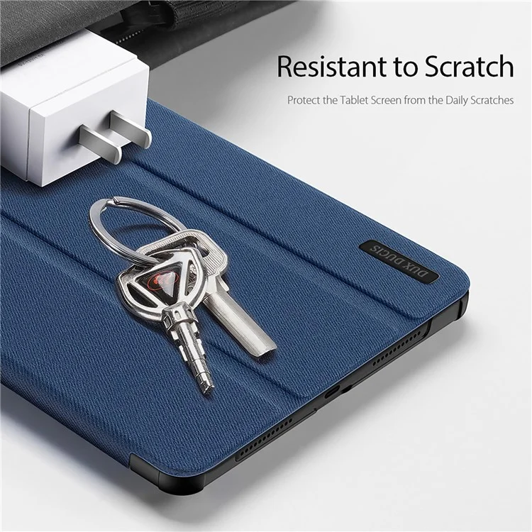 DUX DUCIS Domo Series for Xiaomi Redmi Pad SE PU Leather Tablet Case Tri-fold Stand Tablet Cover - Blue