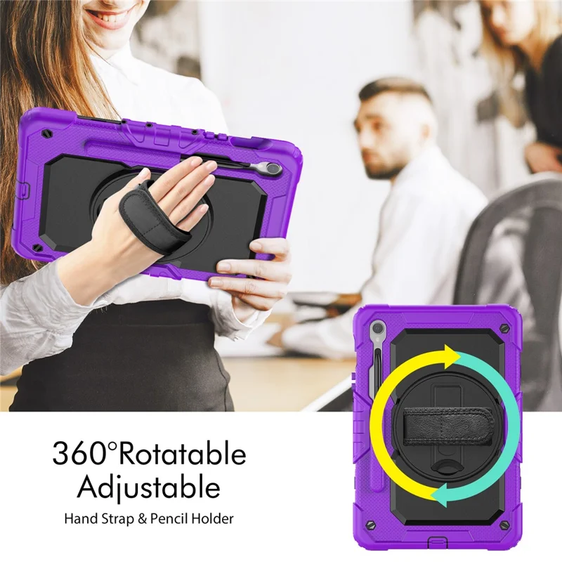Для Samsung Galaxy Tab S9 (X710 / X716B / X718U) PC+Silicone Kickstand Case Anti-Drop Tablet Cover with PET Screen Film - Purple