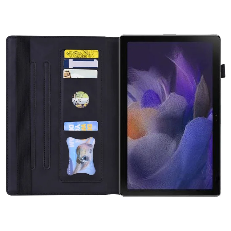 Para Samsung Galaxy Tab A9+ Soporte Funda Tablet Caso Negocio Cuero PU Cartera Cubierta con Lápiz Titular Bucle - Negro