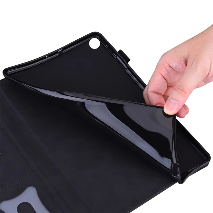 Para Samsung Galaxy Tab A9+ Soporte Funda Tablet Caso Negocio Cuero PU Cartera Cubierta con Lápiz Titular Bucle - Negro