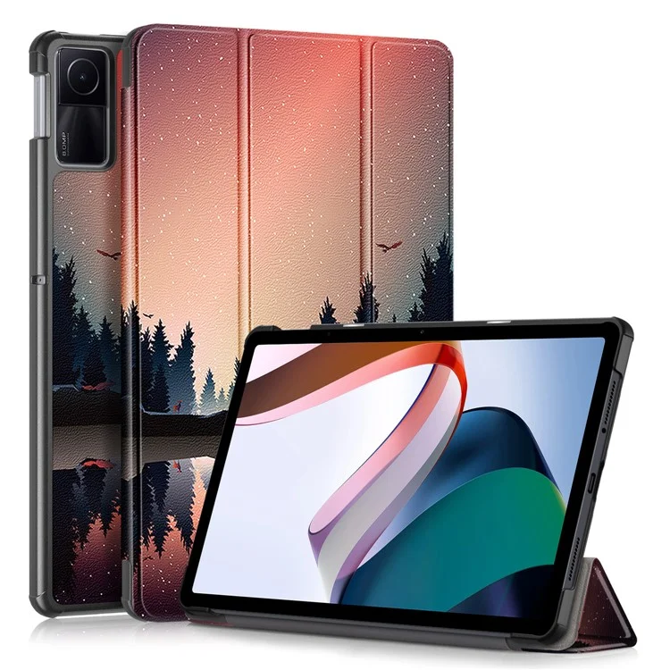 Чехол-подставка для планшета Xiaomi Redmi Pad SE с узором, выполненный из ПУ-кожи - Nightfall
