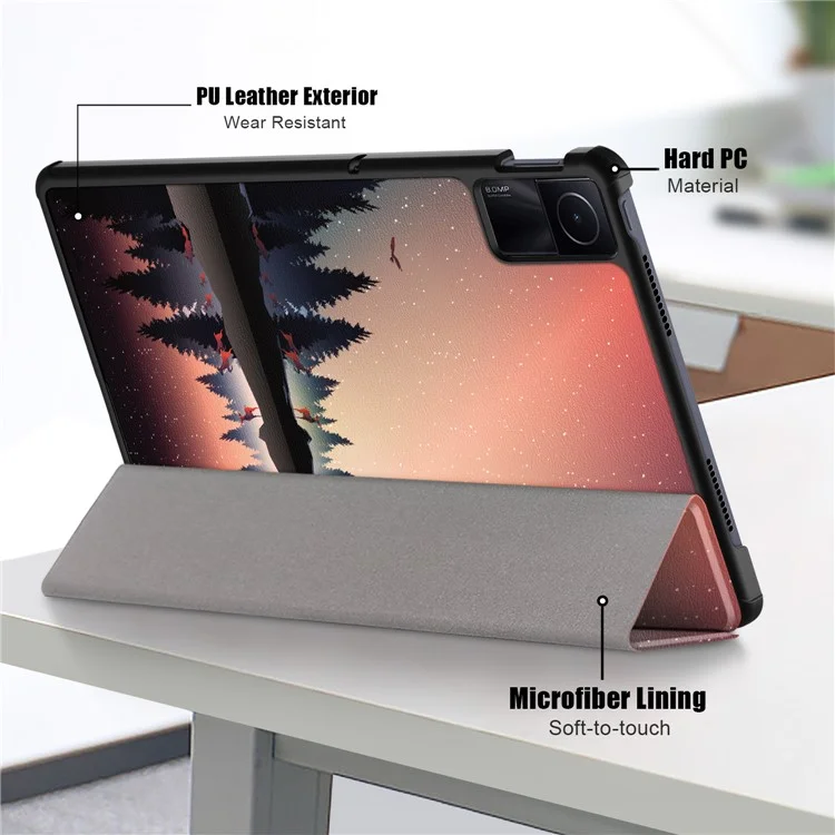 Чехол-подставка для планшета Xiaomi Redmi Pad SE с узором, выполненный из ПУ-кожи - Nightfall