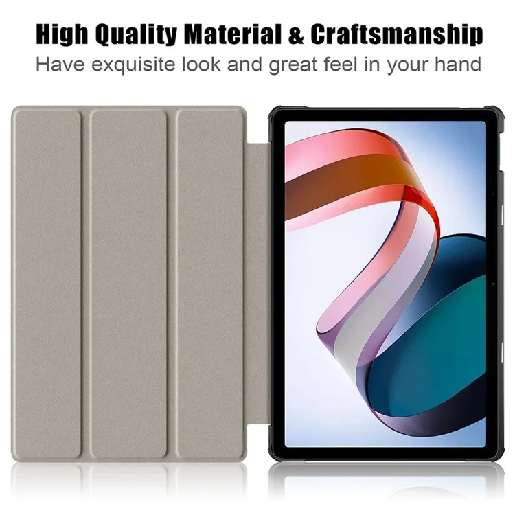 Pour Xiaomi Redmi Pad SE Étui en cuir PU Trifold Stand Étui de protection complète pour tablette - Noir