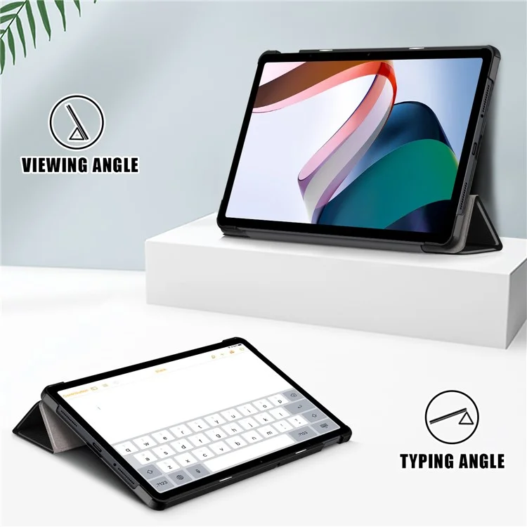 Pour Xiaomi Redmi Pad SE Étui en cuir PU Trifold Stand Étui de protection complète pour tablette - Noir
