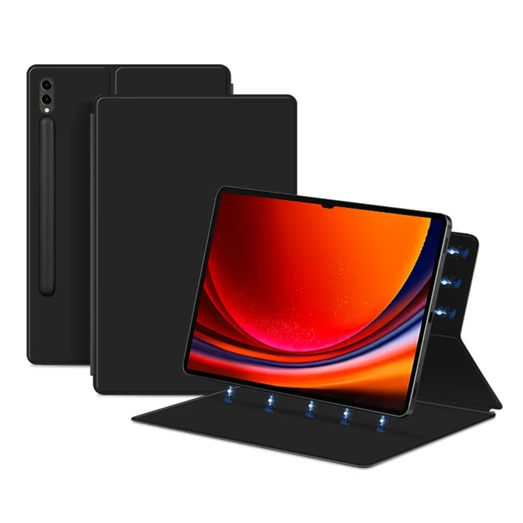 Für Samsung Galaxy Tab S9 Ultra PU-Leder-Magnetische Tabletthülle Faltbarer Ständer Tabletthülle - Schwarz