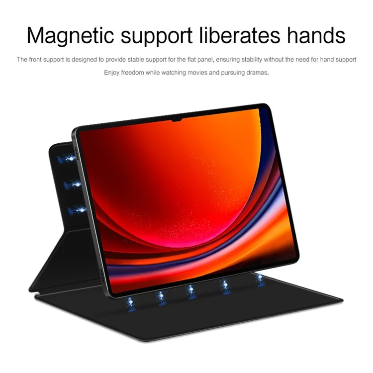Für Samsung Galaxy Tab S9 Ultra PU-Leder-Magnetische Tabletthülle Faltbarer Ständer Tabletthülle - Schwarz