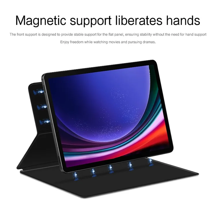 For Samsung Galaxy Tab S10+ / S9+ PU Leather Tablet Case Magnetic Absorption Stand Tablet Cover - Black