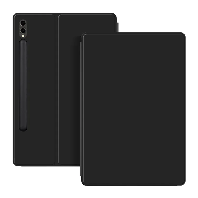 For Samsung Galaxy Tab S10+ / S9+ PU Leather Tablet Case Magnetic Absorption Stand Tablet Cover - Black