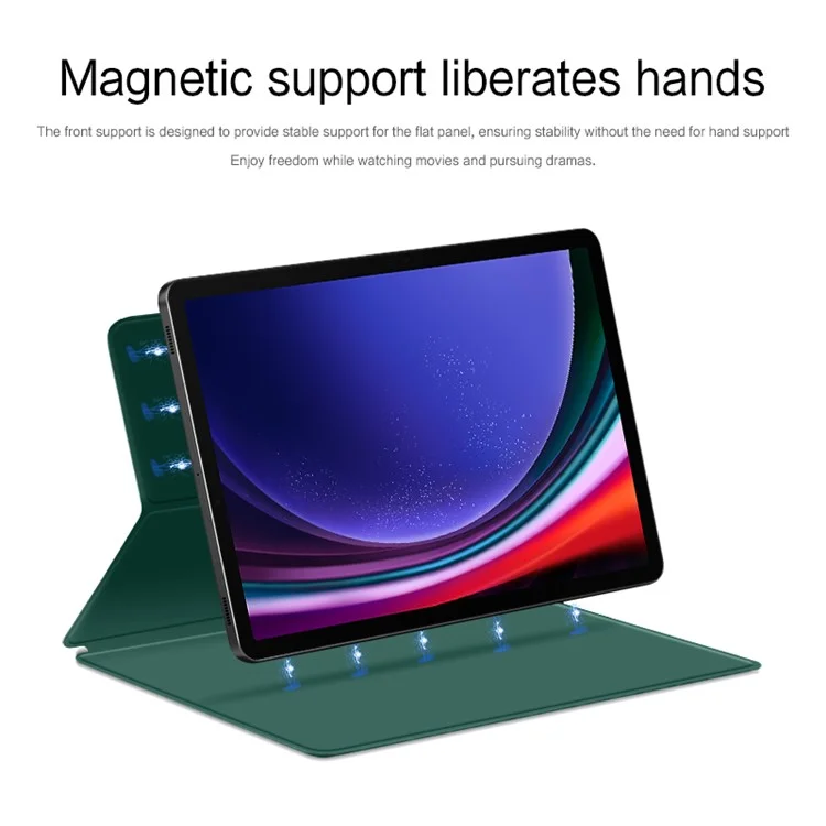 For Samsung Galaxy Tab S10+ / S9+ PU Leather Tablet Case Magnetic Absorption Stand Tablet Cover - Green