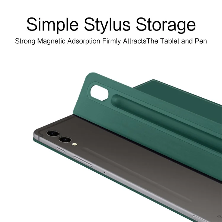 For Samsung Galaxy Tab S10+ / S9+ PU Leather Tablet Case Magnetic Absorption Stand Tablet Cover - Green
