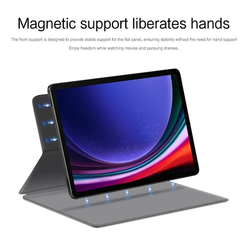 Para Samsung Galaxy Tab S9 Funda magnética para tableta Estuche de piel PU Soporte antideslizante Cubierta de tableta - Gris