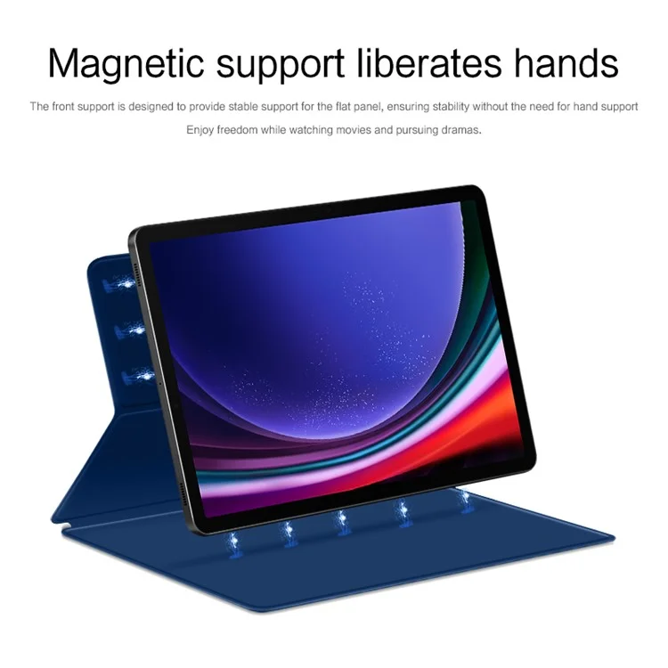 For Samsung Galaxy Tab S10 FE / S10 / S9 FE / S9 Magnetic Tablet Case PU Leather Stand Anti-Drop Tablet Cover - Blue