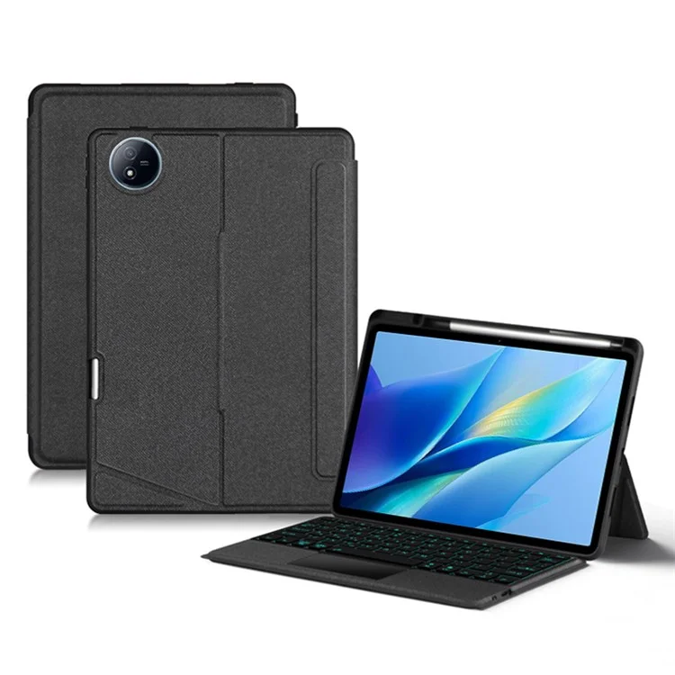 Para el estuche de cuero vivo Pad Air + teclado Bluetooth con trackpad retroiluminado - Negro