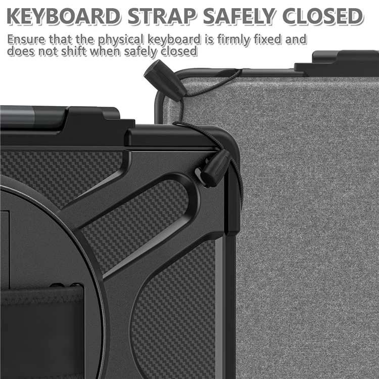 Para Amazon Fire Max 11 Kickstand Tablet Case PC + TPU Funda protectora a prueba de golpes con correa para la mano - Negro