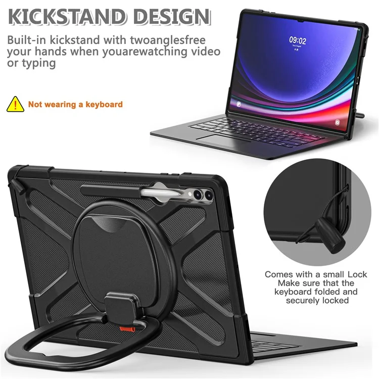 For Samsung Galaxy Tab S10 Ultra X920 / S8 Ultra X900 / X906 / S9 Ultra X910 Style-B Tablet Case Hand Grip Kickstand PC + TPU Tablet Cover