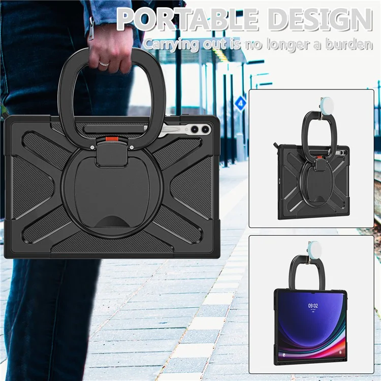 For Samsung Galaxy Tab S10 Ultra X920 / S8 Ultra X900 / X906 / S9 Ultra X910 Style-B Tablet Case Hand Grip Kickstand PC + TPU Tablet Cover