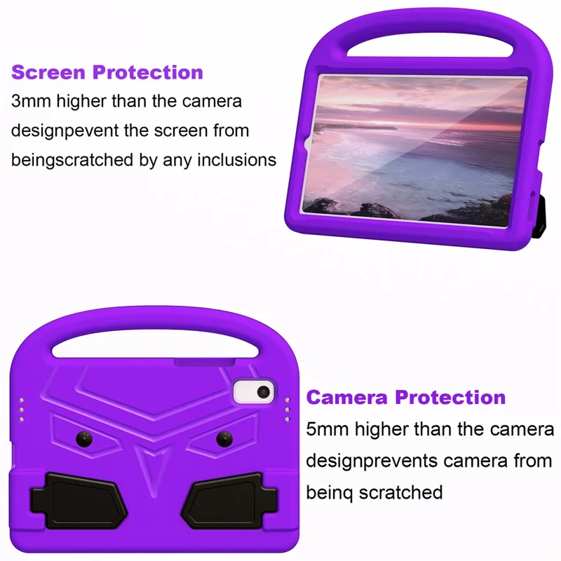 For Lenovo Tab M9 TB-310FU Sparrow Style EVA Case Foldable Kickstand Tablet Protective Cover with Portable Handle - Purple
