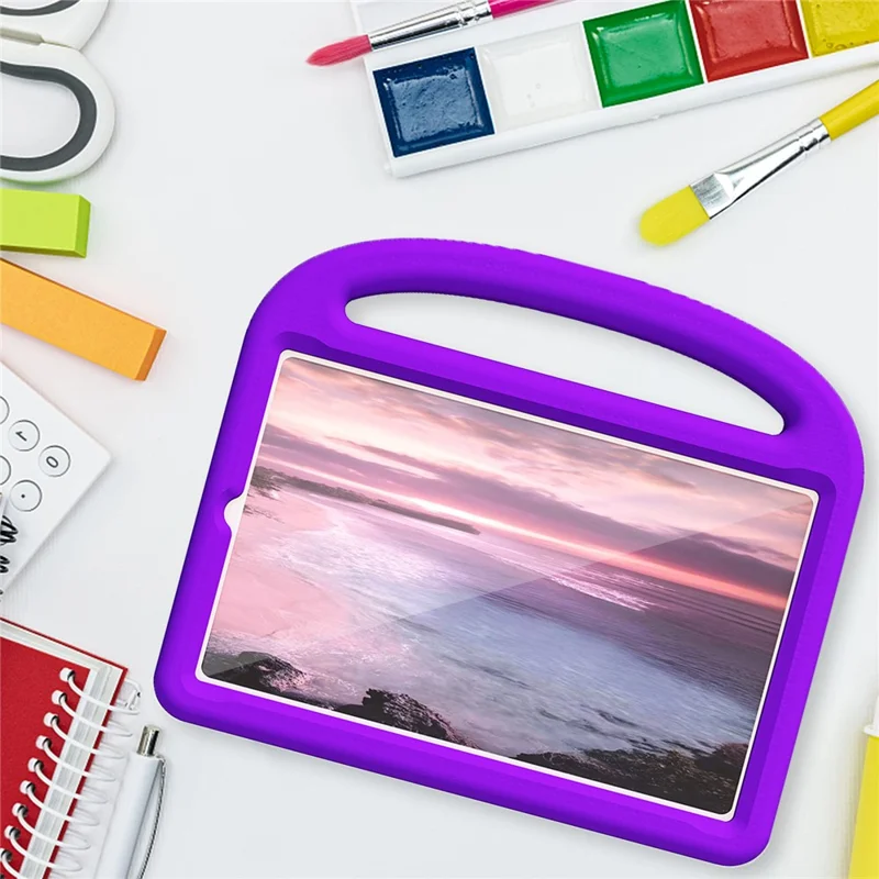 For Lenovo Tab M9 TB-310FU Sparrow Style EVA Case Foldable Kickstand Tablet Protective Cover with Portable Handle - Purple