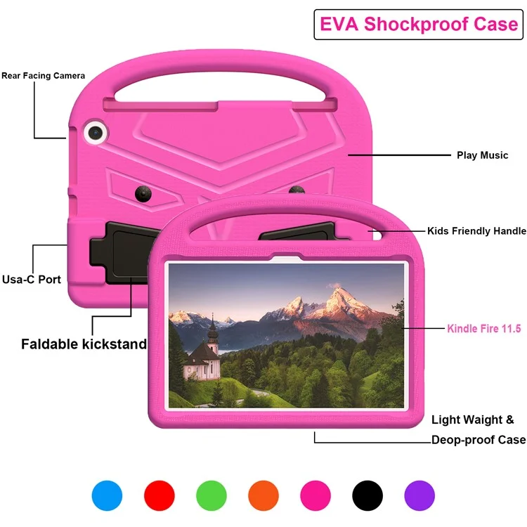Para Amazon Fire HD 10 (2023) Sparrow Style Eva Tablet Case Kickstand Anti-drop Cover Con Mango Portátil - Rosa