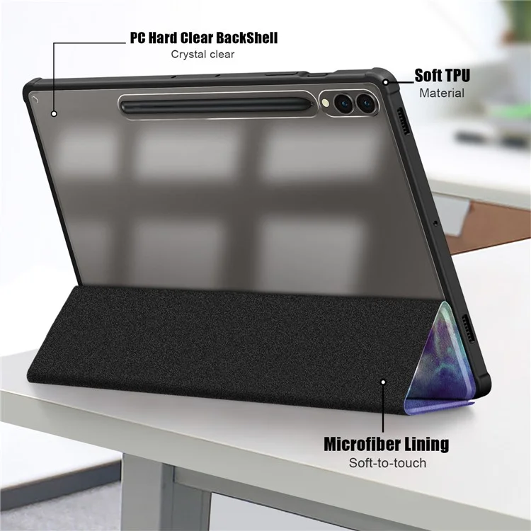For Samsung Galaxy Tab S10+ Wi-Fi SM-X820 SM-X826B / Tab S9+ (SM-X810 / SM-X816B / SM-X818U) Tablet Case TPU+Acrylic+PU Leather Cover with Tri-Fold Stand - Galaxy Tab S10+ Wi-Fi SM-X820 SM-X826B / 