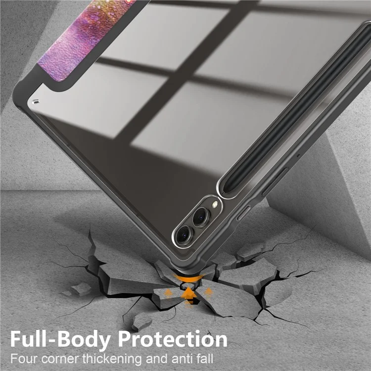 For Samsung Galaxy Tab S10+ Wi-Fi SM-X820 SM-X826B / Tab S9+ (SM-X810 / SM-X816B / SM-X818U) Tablet Case TPU+Acrylic+PU Leather Cover with Tri-Fold Stand - Galaxy Tab S10+ Wi-Fi SM-X820 SM-X826B / 