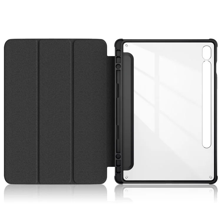 Для Samsung Galaxy Tab S9 (SM-X710 / SM-X716B / SM-X718U) Tri-fold Stand Tablet Case Pattern Printing PU+TPU+Acrylic Protective Cover with Pen Slot - Galaxy
