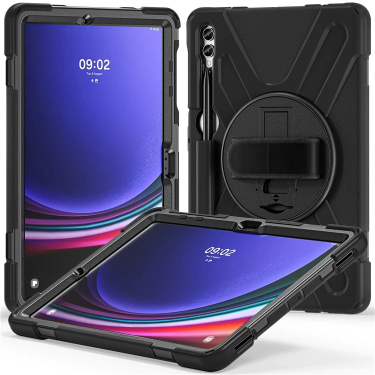 Für Samsung Galaxy Tab S7+ / S8+ / S9+ / S7 fe Armband Gurt Tablet Hülle Anti-kratzer-pc+silikon-kickstand Cover - Schwarz