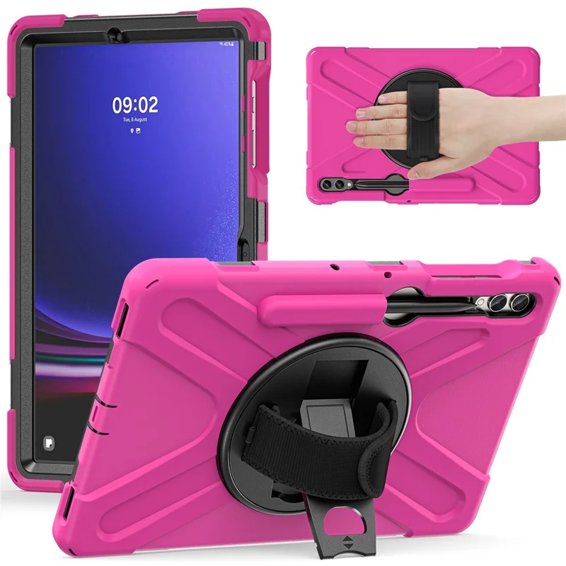 Para Samsung Galaxy Tab S10+ X826 / S9 FE+ / S9+ / S8+ / S7+ Pulseira Tablet Case Anti-Scratch PC+Silicone Kickstand Cover - Rose