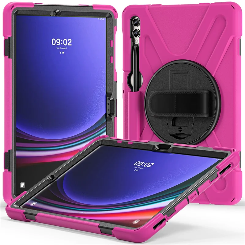 Para Samsung Galaxy Tab S10+ X826 / S9 FE+ / S9+ / S8+ / S7+ Pulseira Tablet Case Anti-Scratch PC+Silicone Kickstand Cover - Rose