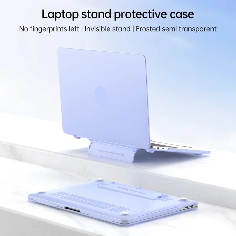 Matte Hard PC Case for Macbook Air 15 inch (2026) A3448 / (2025) A3241 / (2024) A311 / (2023) A2941 Lightweight Shockproof Laptop Cover with Kickstand - Blue