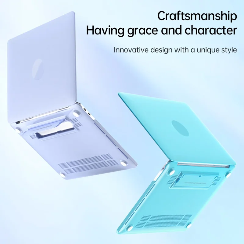 Matte Hard PC Case for Macbook Air 15 inch (2026) A3448 / (2025) A3241 / (2024) A311 / (2023) A2941 Lightweight Shockproof Laptop Cover with Kickstand - Blue