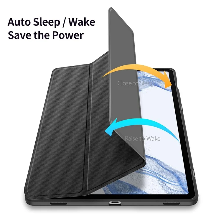 DUX DUCIS TOBY Series Para Samsung Galaxy Tab S9 FE+ Tablet Capa de Couro Tri-fold Stand com Slot para Caneta - Preto