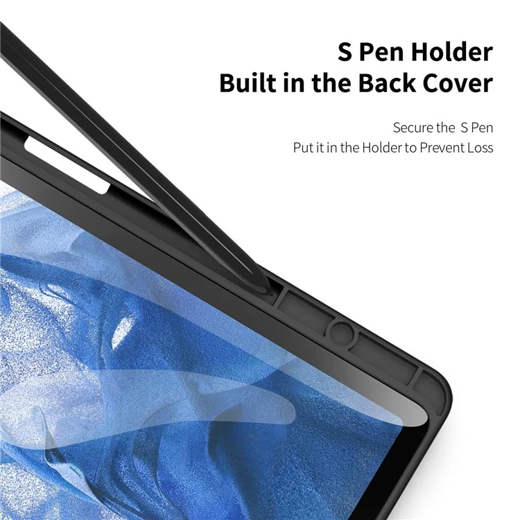 DUX DUCIS TOBY Series Para Samsung Galaxy Tab S9 FE+ Tablet Capa de Couro Tri-fold Stand com Slot para Caneta - Preto