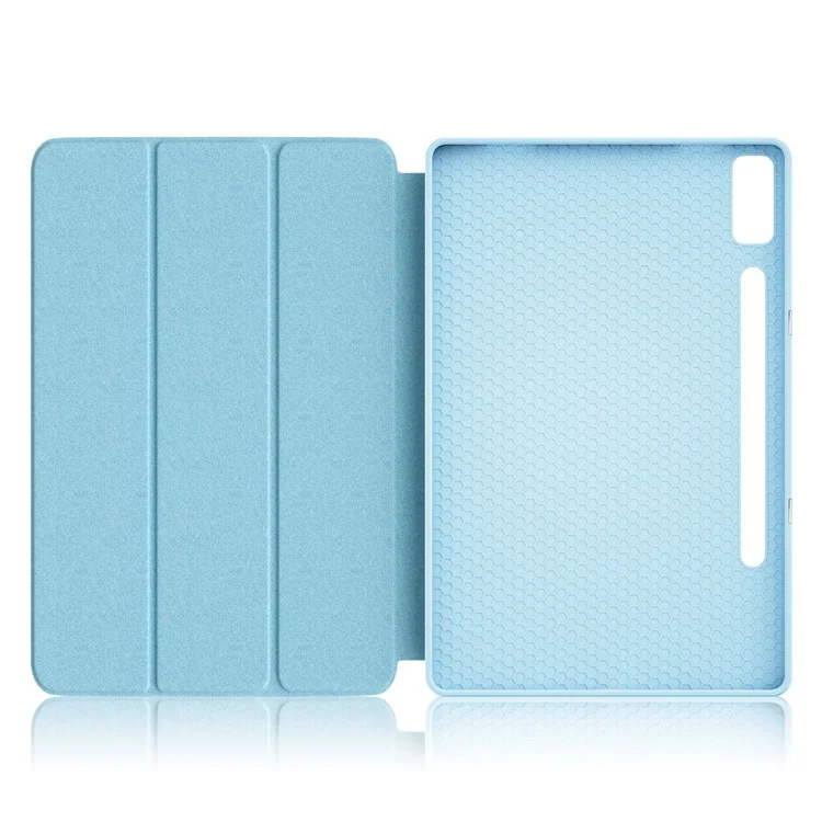 Para o Lenovo Lenovo Tab P12 TB371FC, Capa Protetora de Tablet com Impressão de Padrão, Suporte Dobrável em Três Partes, Couro PU + TPU - Onda do Mar