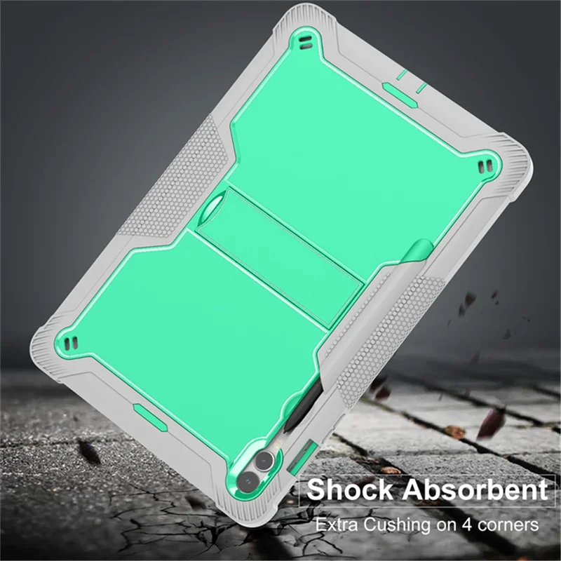Kickstand Case for Samsung Galaxy Tab S9+ , Shockproof Silicone + PC Tablet Cover - Grey+Mint Green
