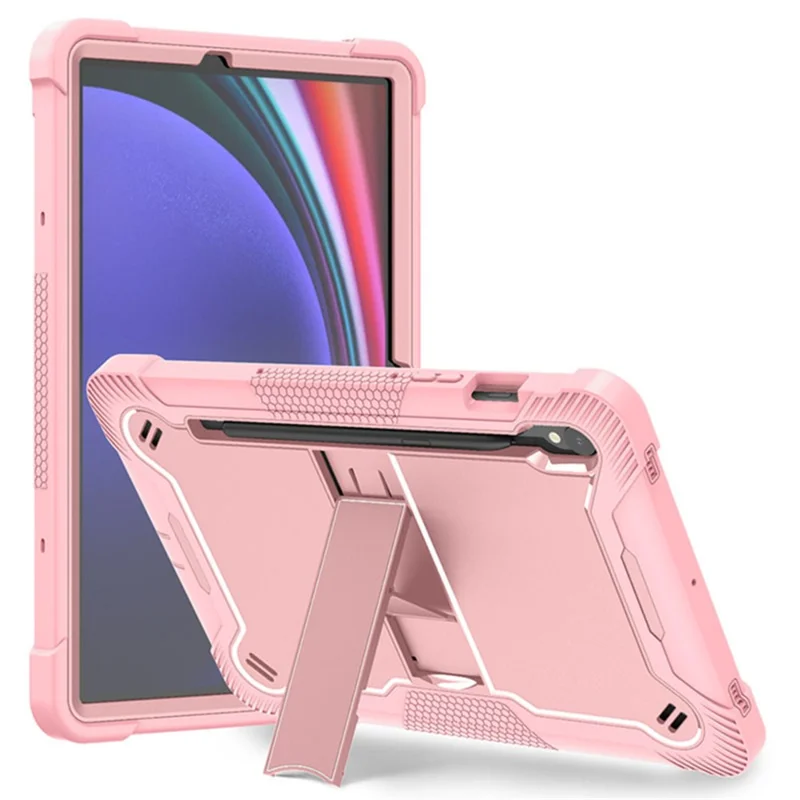 Kickstand-Hülle für Samsung Galaxy Tab S9, Fallschutz-Silikon + PC-Tablet-Cover - Roségold