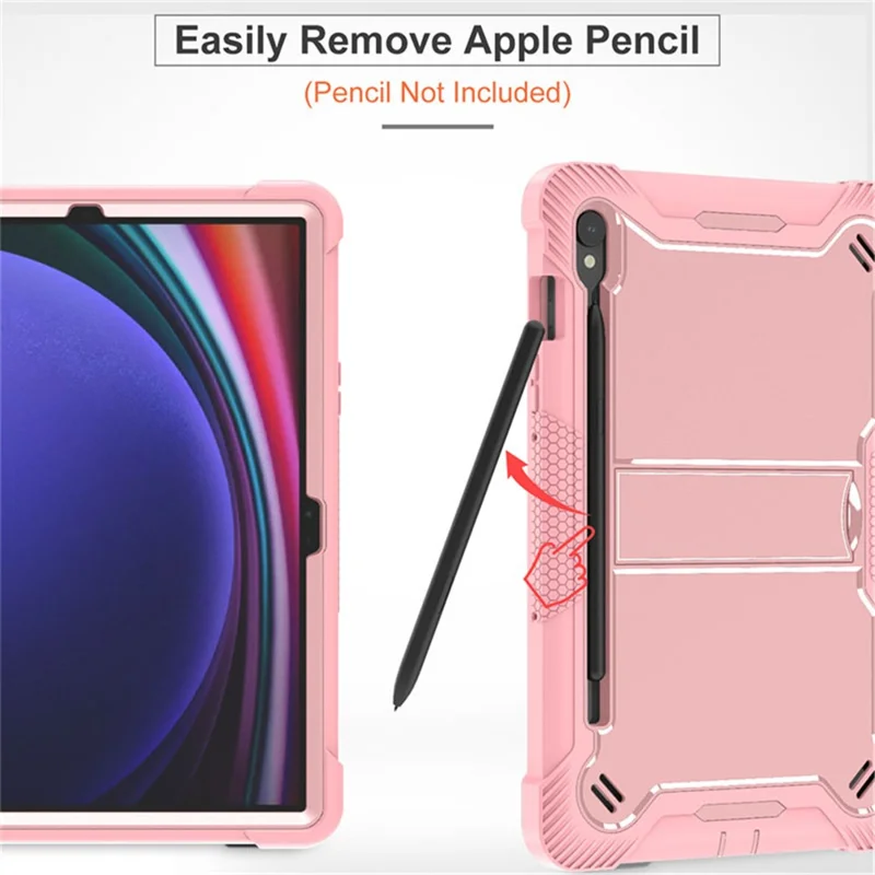 Kickstand-Hülle für Samsung Galaxy Tab S9, Fallschutz-Silikon + PC-Tablet-Cover - Roségold
