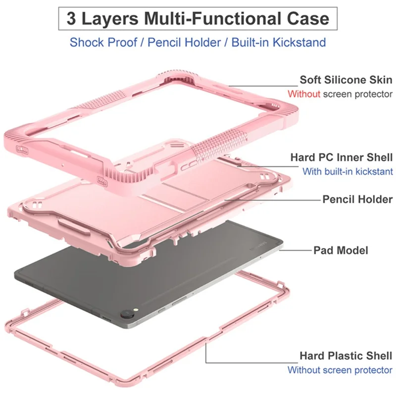 Kickstand-Hülle für Samsung Galaxy Tab S9, Fallschutz-Silikon + PC-Tablet-Cover - Roségold