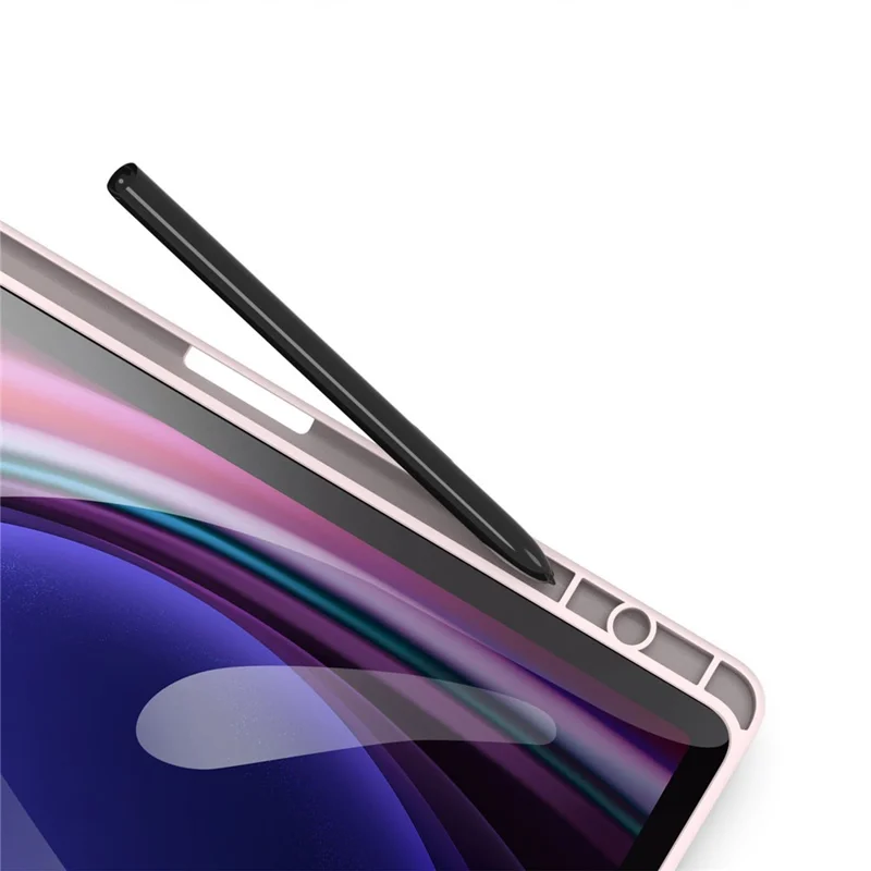 DUX DUCIS TOBY Series For Samsung Galaxy Tab S10 Lite / S10 FE / S9 FE / S9 Tablet Leather Case Tri-Fold Stand Pen Slot Cover - Light Pink