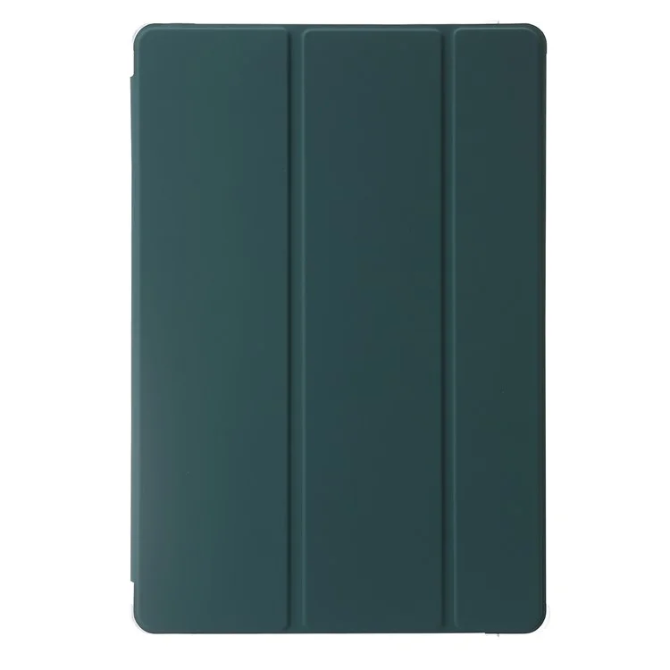 Para Samsung Galaxy Tab S9+ Tri-fold Stand Smart Cover PU Leather+Acrylic+TPU Transparent Tablet Case - Midnight Green