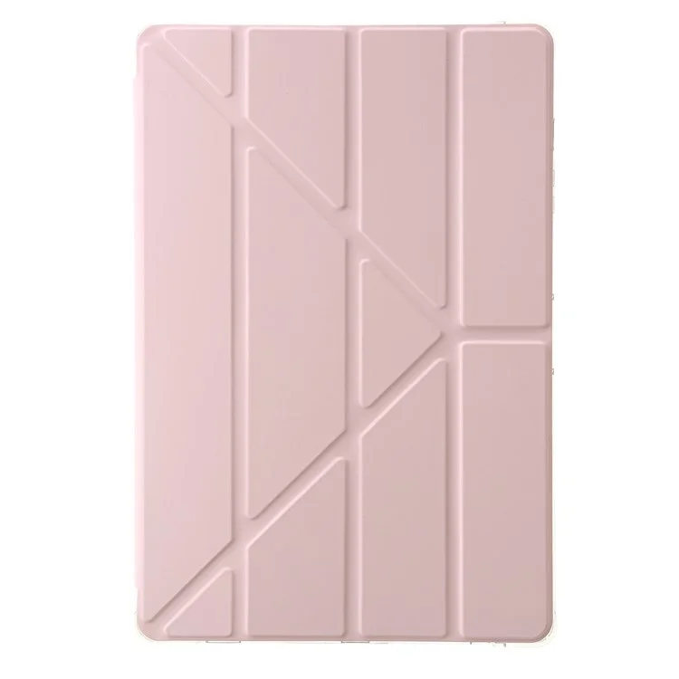 Per Samsung Galaxy Tab S9+ Origami Tri-fold Stand Cover PU Leather+Acrylic+TPU Auto Wake / Sleep Tablet Case - Rosa
