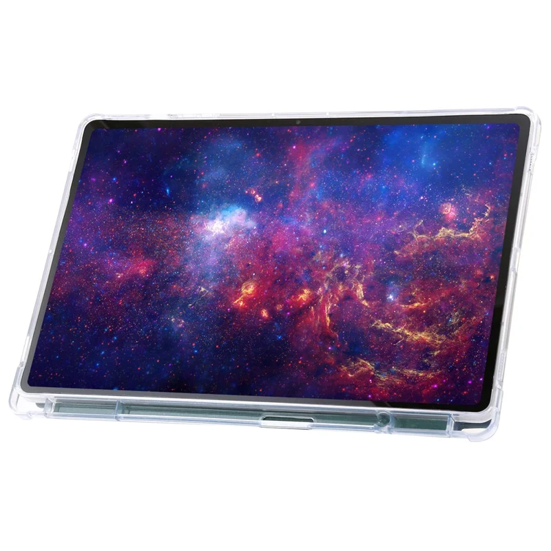 For Samsung Galaxy Tab S9+ Origami Tri-fold Stand Cover PU Leather+Acrylic+TPU Auto Wake / Sleep Tablet Case - Midnight Green